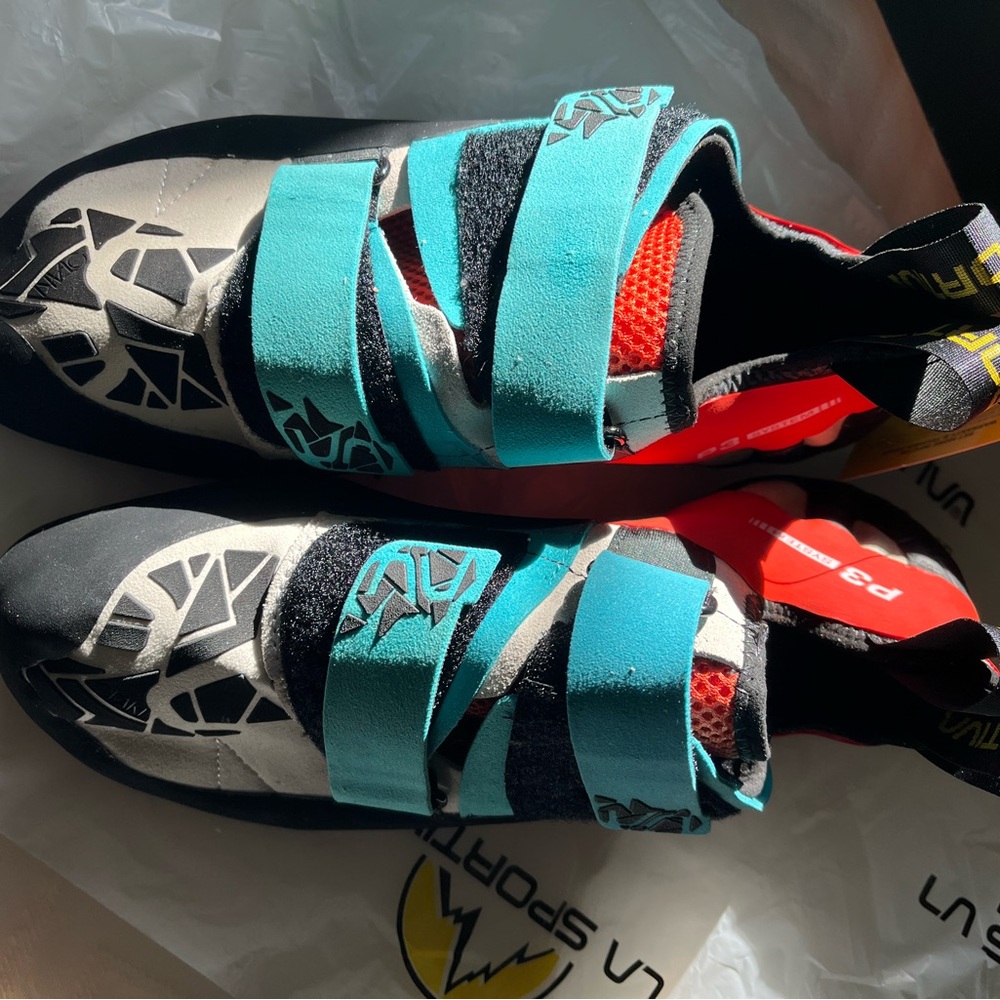 SOLD- La Sportiva Climbing Shoes - Black and Teal